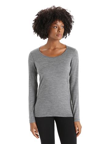 Icebreaker Merino 200 Oasis Long Sleeve Scoop Neck Thermal Top Női Base Layers Szürke | HU 1876QMAZ